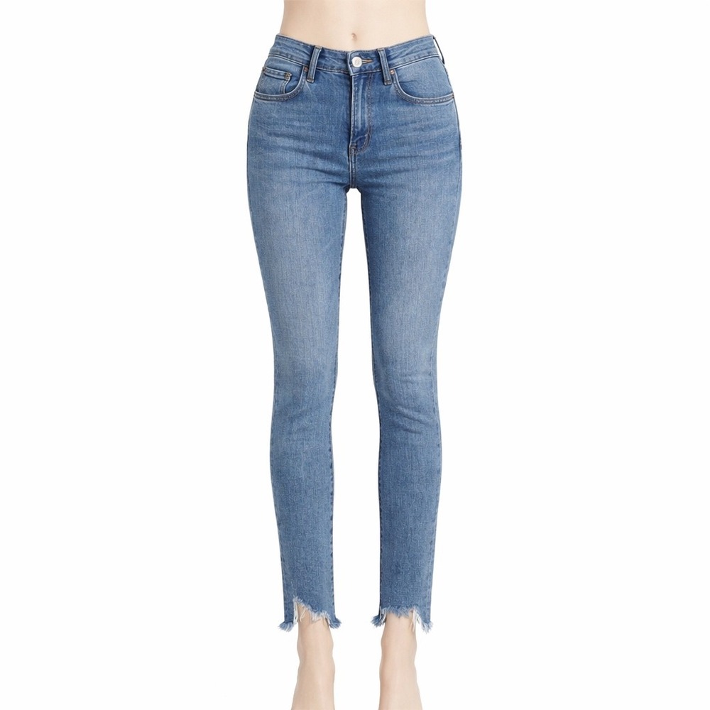 AGOLDE Sophie Skinny Jeans Women 26 Blue High‎ Rise Raw Stepped Hem Distressed